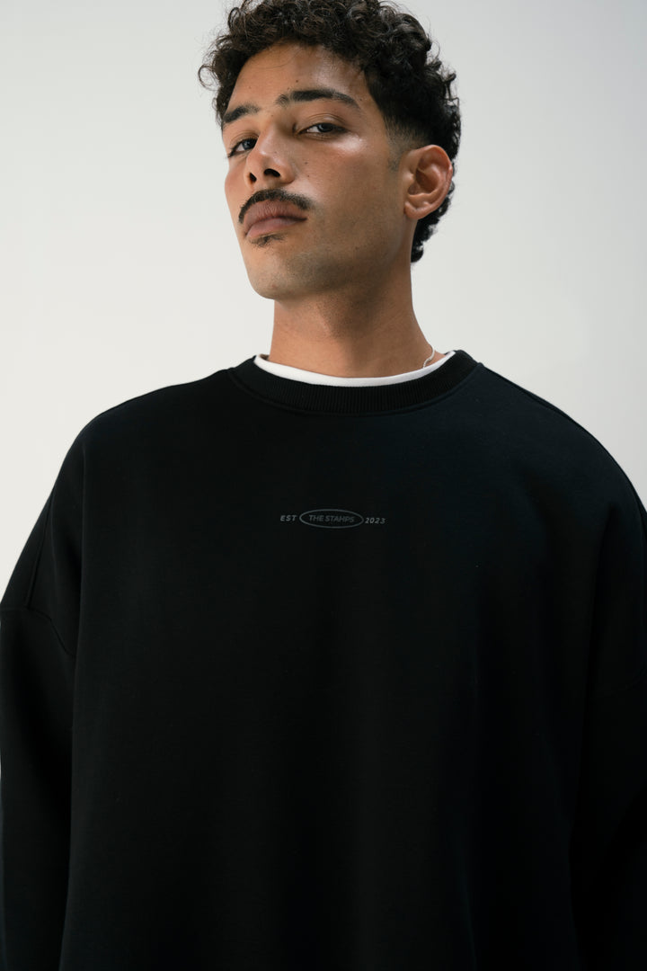 Midnight Black Oversized Crewneck