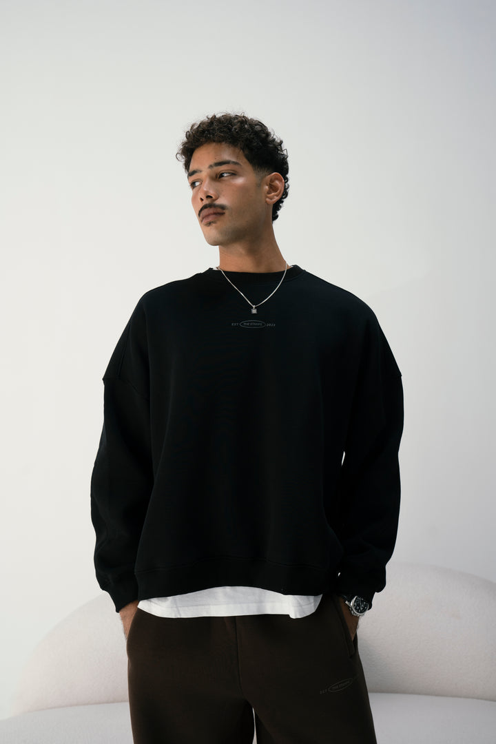 Midnight Black Oversized Crewneck