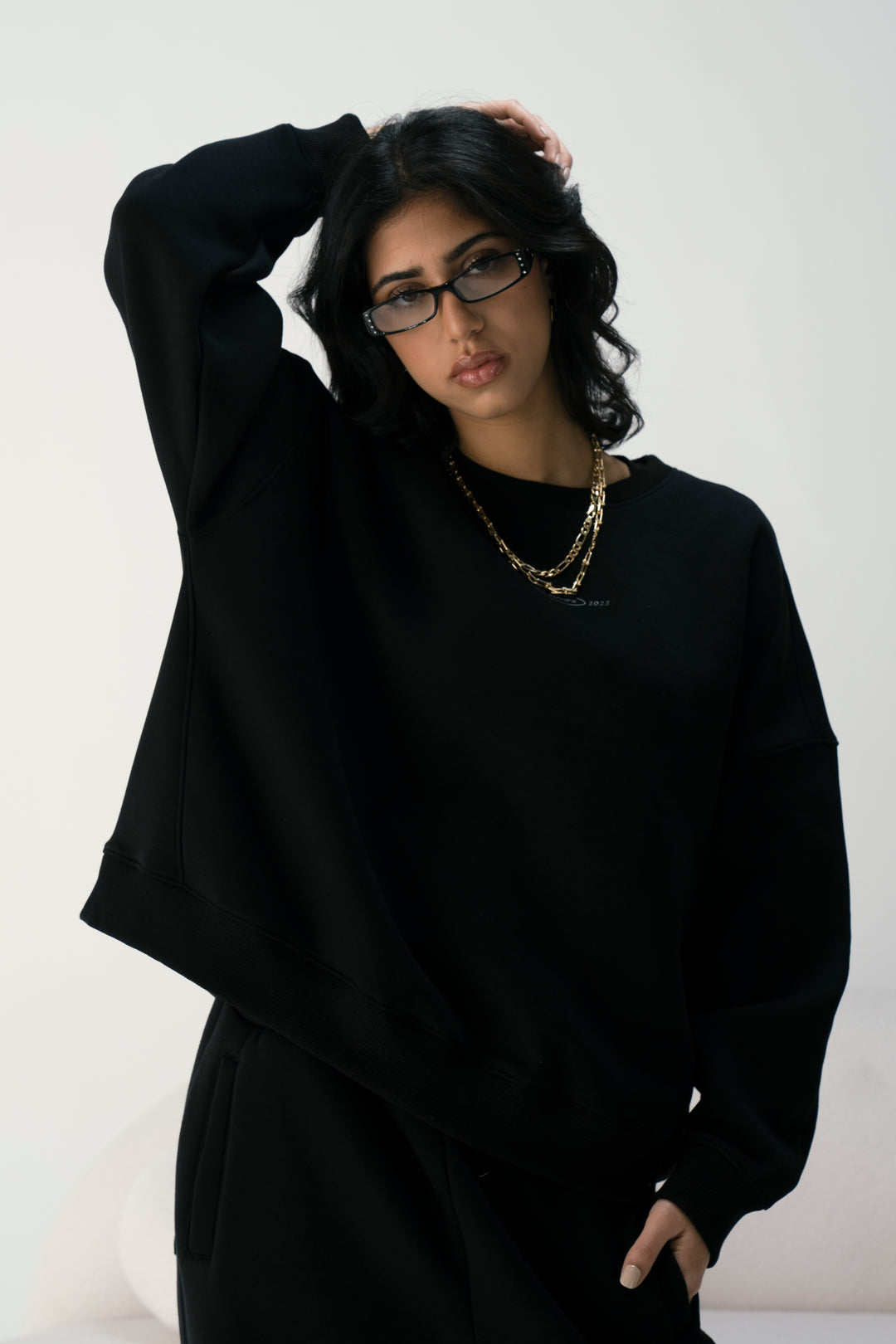 Midnight Black Oversized Crewneck