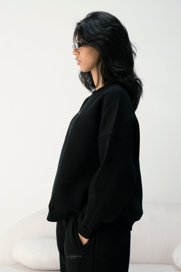 Midnight Black Oversized Crewneck