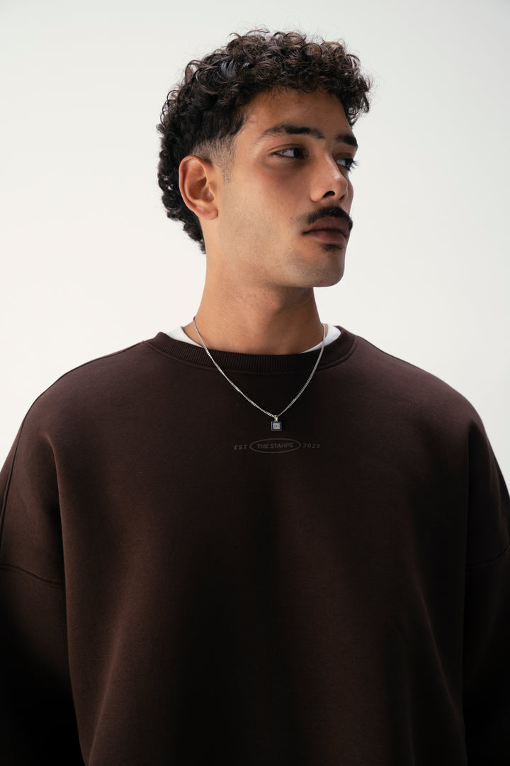 Sepia Brown Oversized Crewneck