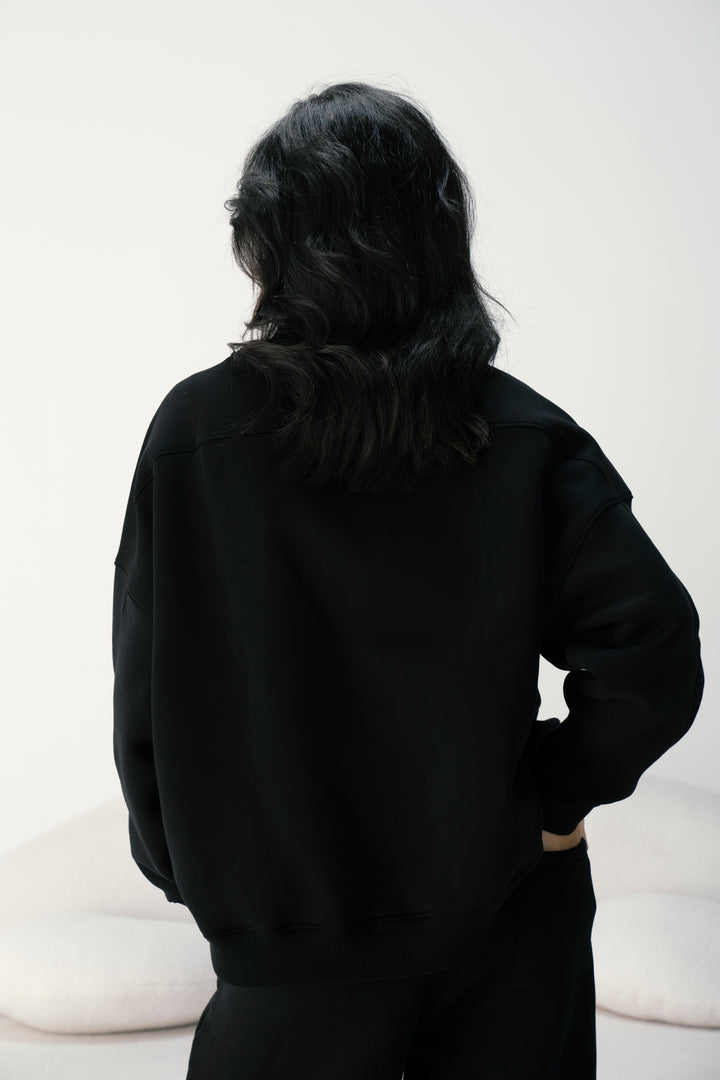 Midnight Black Oversized Crewneck