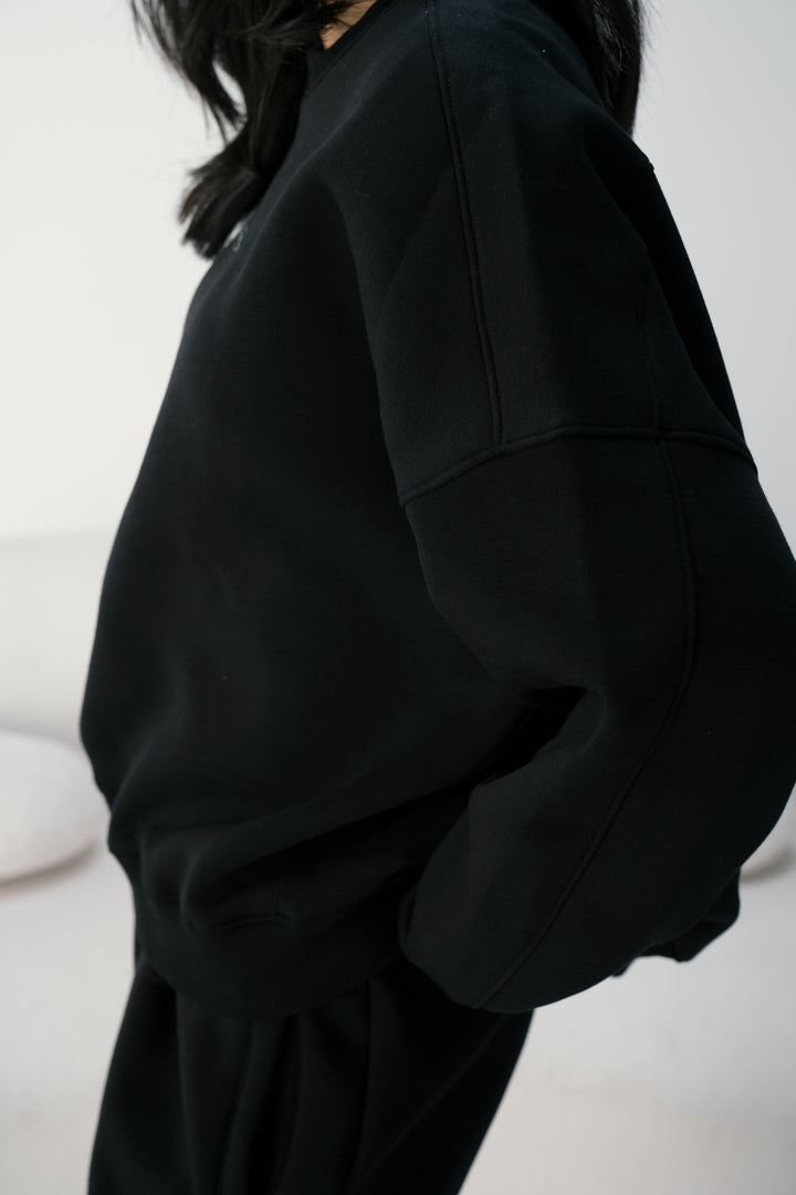 Midnight Black Oversized Crewneck