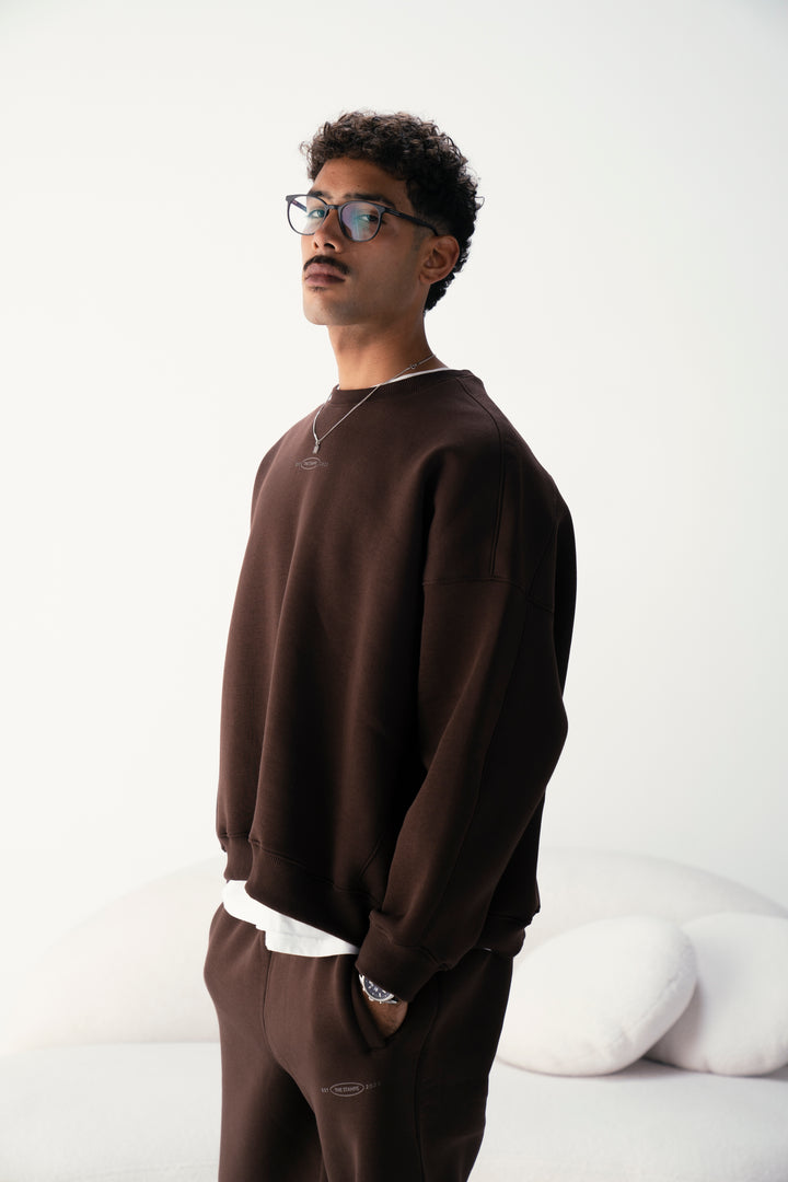 Sepia Brown Oversized Crewneck