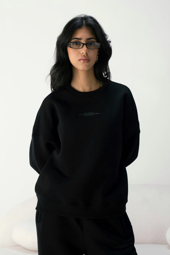 Midnight Black Oversized Crewneck